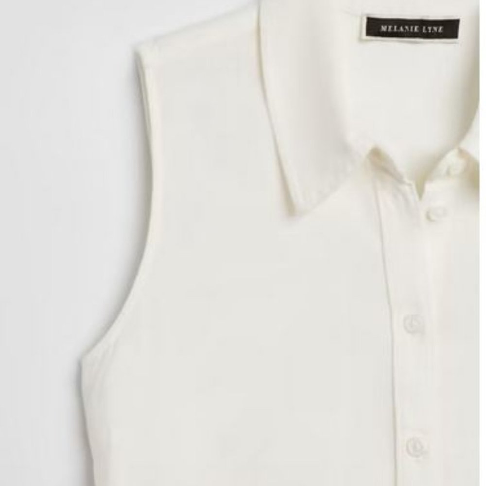 MELANIE LYNE: Tie Front Button Down Shirt - ivory - Picture 7 of 11